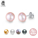 Fresh Water Pearl Stud Earrings 8MM Pink Pearls 925 Sterling Silver