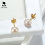 Fresh Water Pearl Stud Earrings 8MM Pink Pearls 925 Sterling Silver