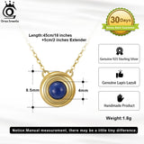 Natural Lapis Lazuli Sterling Silver Pendant Necklace Women's Gemstone Jewelry