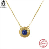 Natural Lapis Lazuli Sterling Silver Pendant Necklace Women's Gemstone Jewelry