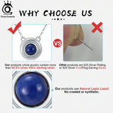 Natural Lapis Lazuli Sterling Silver Pendant Necklace Women's Gemstone Jewelry