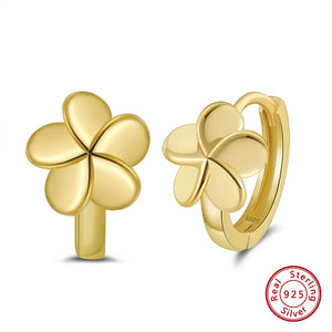 Sterling Silver Daisy Sunflower Huggie Hoop Earrings