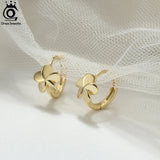 Sterling Silver Daisy Sunflower Huggie Hoop Earrings