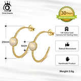925 Silver Hoop Earrings with 6mm Moonstone GME10