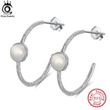 925 Silver Hoop Earrings with 6mm Moonstone GME10