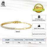 925 Silver CZ Tennis Bracelet 14K Paperclip Chain Women Jewelry