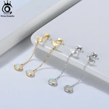 925 Silver Little Birds Dangle Earrings w/ Opal Gemstone for Women GME03