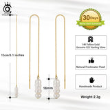 925 Silver Pearl Long Toothpick Irregular Baroque Dangle Earrings