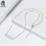 925 Sterling Silver Pearl Necklace with 3 Pieces Baroque Pearl