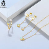 Opal Pendant Necklace 925 Silver Vintage Jewelry