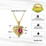925 Silver Heart Necklace with Garnet Gemstone