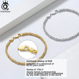 Italian 2.5mm Flat Byzantine Link Chain Bracelet 18K Over 925 Sterling Silver