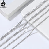 925 Sterling Silver CZ Tennis Chain Necklace Choker Hiphop Jewelry