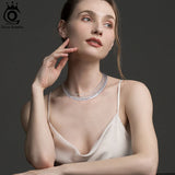925 Sterling Silver CZ Tennis Chain Necklace Choker Hiphop Jewelry