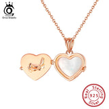 Rose 925 Silver Heart Shape Pearl Necklace for Women
