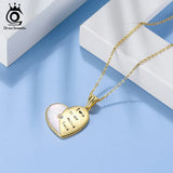 LOVE U Heart Shape Chain Necklace 925 Sterling Silver Women's Day Gift