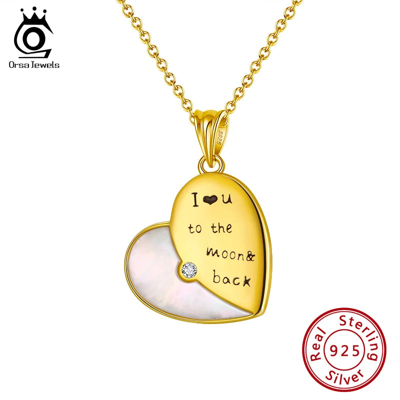 Heart Shape 925 Silver Women Necklace Mother's Gift SN289