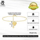 Layered Letter A Anklet Bracelet in 14K Plated Sterling Silver