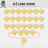Layered Letter A Anklet Bracelet in 14K Plated Sterling Silver