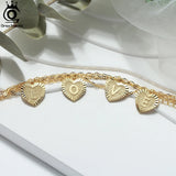 Layered Letter A Anklet Bracelet in 14K Plated Sterling Silver