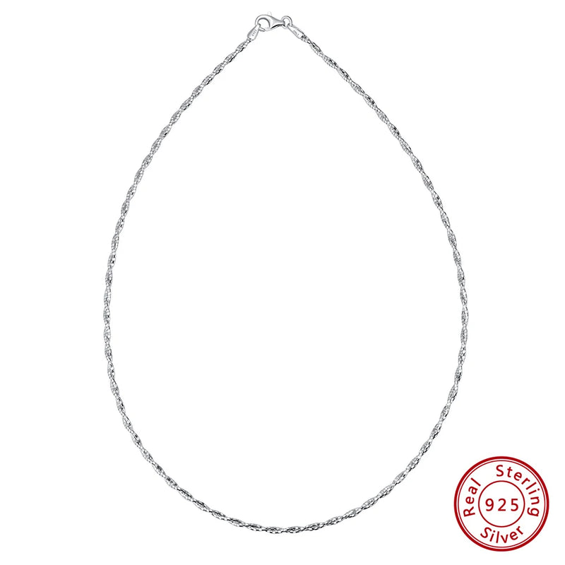 Italian 925 Silver 1.0mm Braided Choker Chain for Women SC71