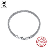 Italian 925 Silver 3.0mm Mesh Link Chain Bracelet Top SB65