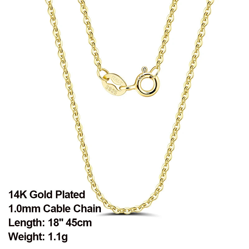Italian 925 Silver Rose Cable Chain Necklace 1.0mm SC06-R