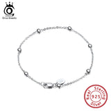 Italian 925 Silver Ball Beads Bracelet with O-Link Chain for Women
