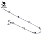 Italian 925 Silver Ball Beads Bracelet with O-Link Chain for Women