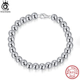 Italian 6mm 925 Sterling Silver Bead Ball Chain Bracelet