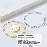 Italian 925 Silver 5mm Cuban Chain Bracelet Diamond-Cut