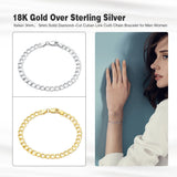Italian 925 Silver 5mm Cuban Chain Bracelet Diamond-Cut