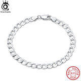 Italian 925 Silver 5mm Cuban Chain Bracelet Diamond-Cut