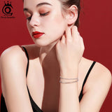Italian 925 Sterling Silver Hammered Link Chain Bracelet for Women