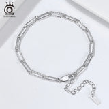 Italian 925 Sterling Silver Hammered Link Chain Bracelet for Women
