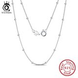 ORSA JEWELS Italian Silver Side Chain Necklace with 2.0mm Ball Bead