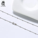 ORSA JEWELS Italian Silver Side Chain Necklace with 2.0mm Ball Bead