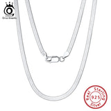 Italian 3mm Flat Herringbone Chain 925 Silver Necklace SC35