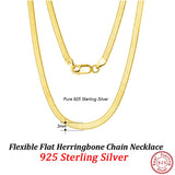Italian 3mm Flat Herringbone Chain 925 Silver Necklace SC35