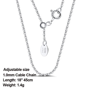 925 Silver Adjustable Cable Chain Necklace Silver Jewelry Gift