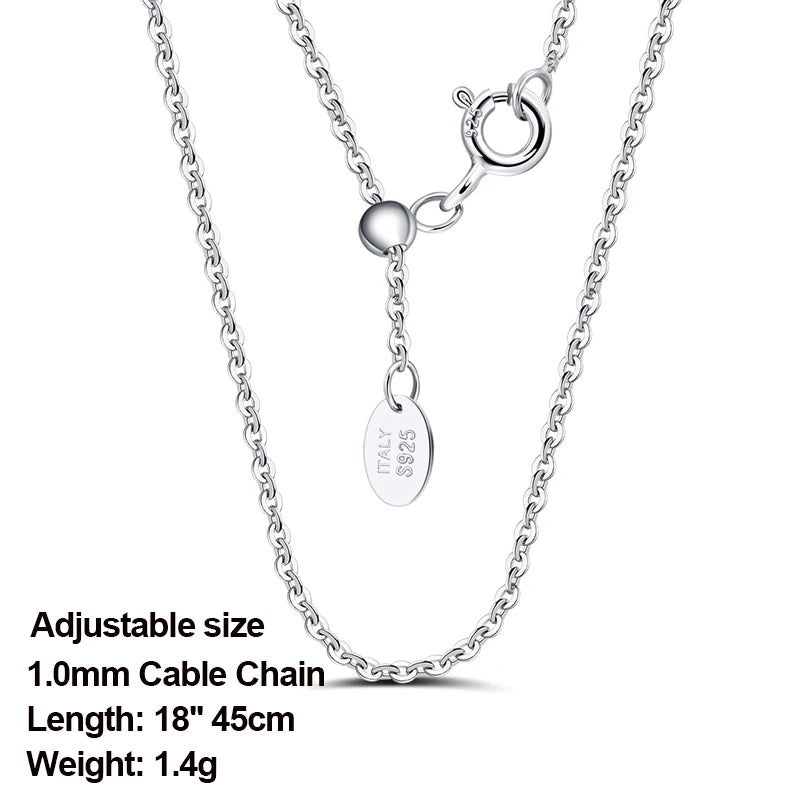 925 Silver Adjustable Cable Chain Necklace Silver Jewelry Gift