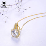 925 Slide Pendant Necklace For Women Sterling Silver Clear AAAA Zircon