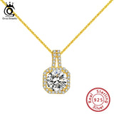 925 Slide Pendant Necklace For Women Sterling Silver Clear AAAA Zircon
