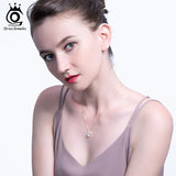 925 Slide Pendant Necklace For Women Sterling Silver Clear AAAA Zircon