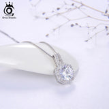 925 Slide Pendant Necklace For Women Sterling Silver Clear AAAA Zircon
