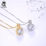 925 Slide Pendant Necklace For Women Sterling Silver Clear AAAA Zircon