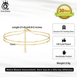 925 Silver Layered Cable Chain Anklet with Horizontal Bar