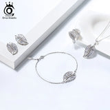 925 Silver Women Bracelet Leaf Shape Zircon Wrist Chain Charm Jewelry