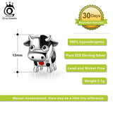925 Silver Black&Red Enamel Little Cow Bead Bracelet