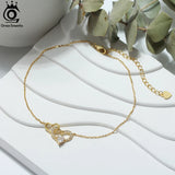 925 Silver Love Heart Chain Anklet for Women